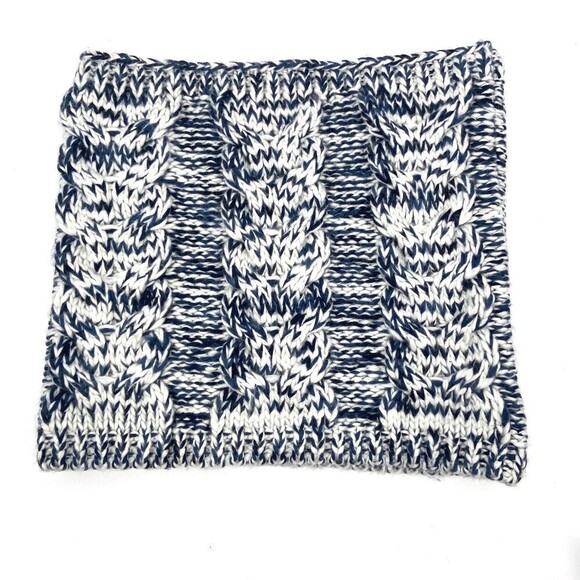 GAP Navy Blue White Chunky Cable Knit Infinity Scarf - Picture 1 of 2